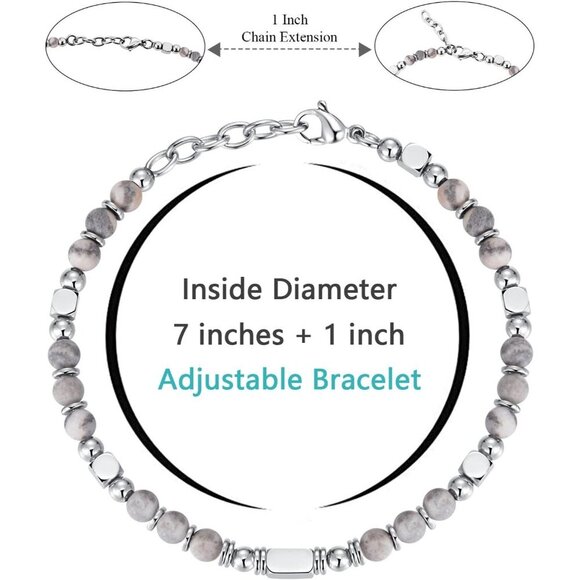 Grey White Boho Beaded Bracelets for Women Trendy Jewelry Gifts for Lover, Mom - Picture 3 of 7